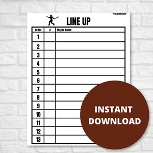 Batting Line Up Printable, 13 Players