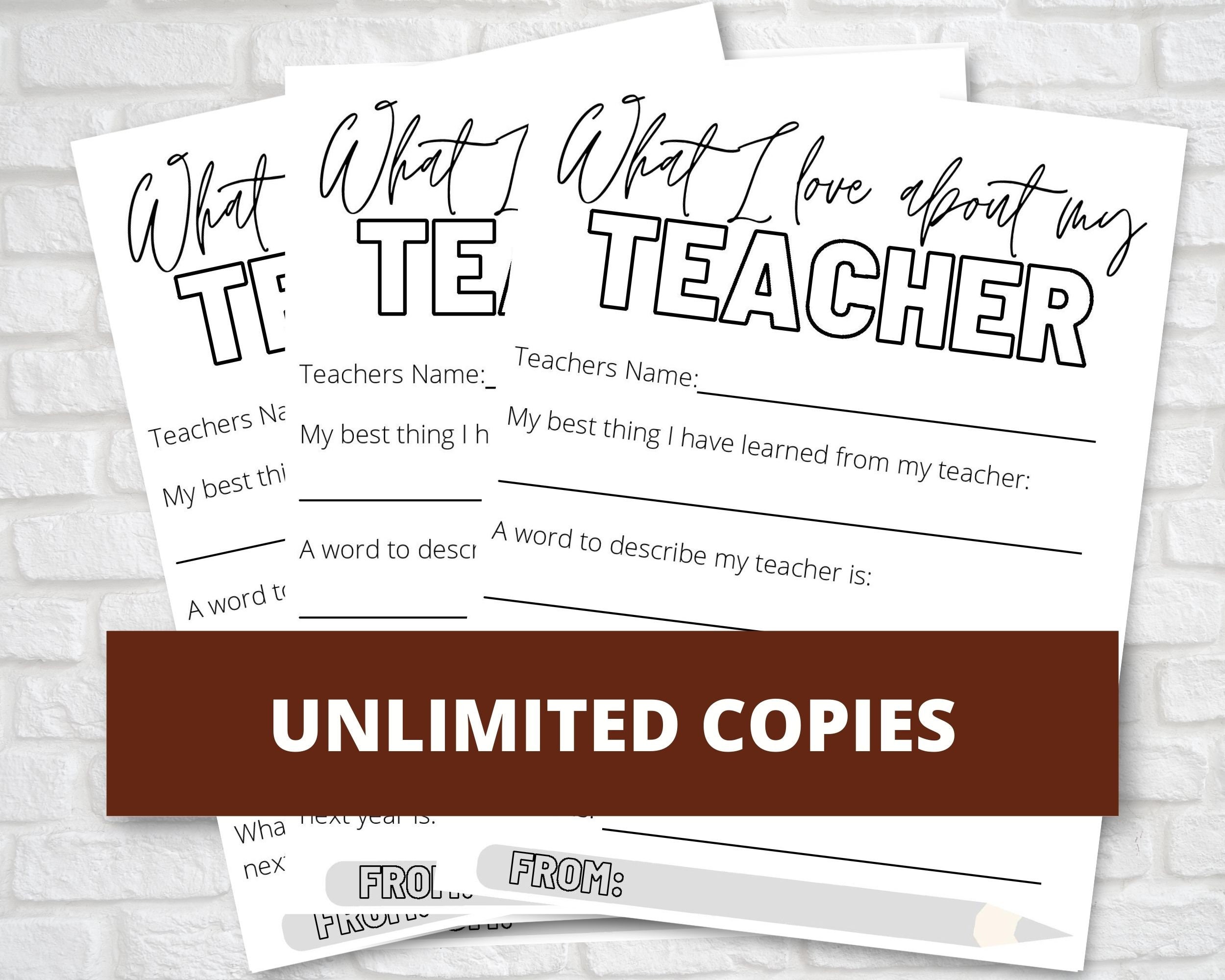 Love My Teacher Printable, Teacher Appreciation Week Printable, Teacher ...