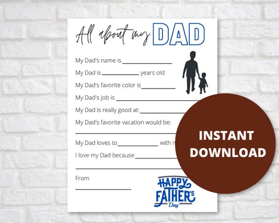 Father's Day Printable All About My Dad Printable for - Etsy
