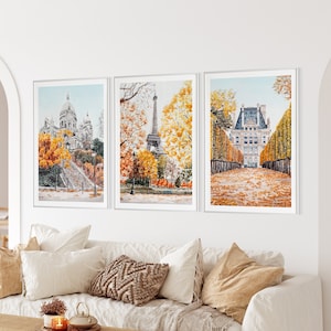 Paris Set of 3 Watercolor Print Paris Gallery Fall Decor Paris Print Eiffel Art Tower The Tuileries Garden Printable Art Sacre Coeur Print