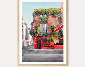 Dublin Watercolor Print Ireland Wall Art Irish Pub Eclectic Kitchen Decor Travel Gift Digital Download | NorrskenArt