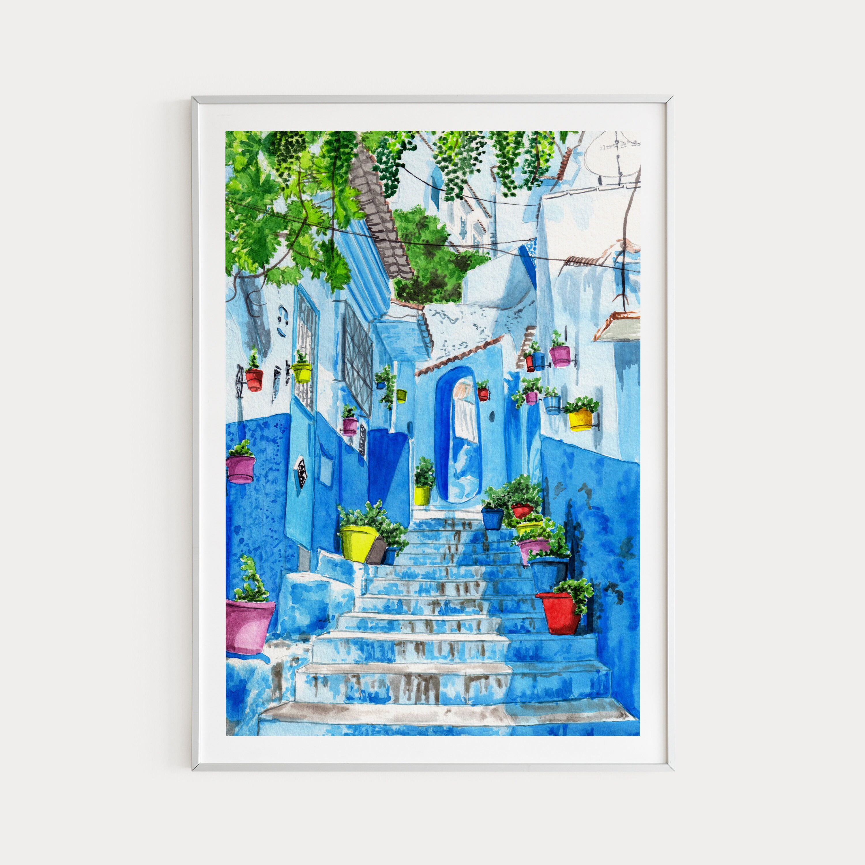 Chefchaouen Print, Morocco Wall Art, Blue City Print