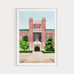 Oklahoma University Print, Watercolor Art, Oklahoma Painting, USA Wall Decor, Oklahoma Art, Norman Cityscape, Travel Gift