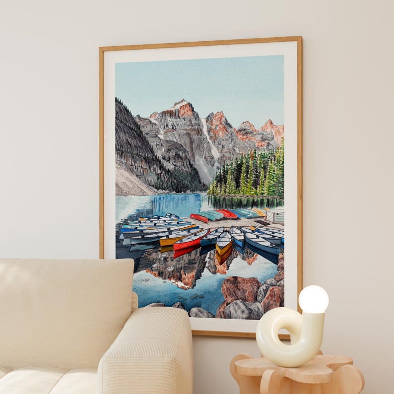 Impression aquarelle du parc national Banff, art mural Canada, peinture de paysage de l'Alberta, décoration canadienne image 4