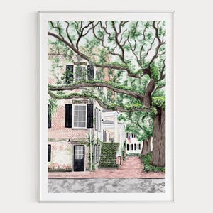 Savannah GA Watercolor Print: Cityscape Art, Georgia Wall Decor, Savannah Painting, Digital Download