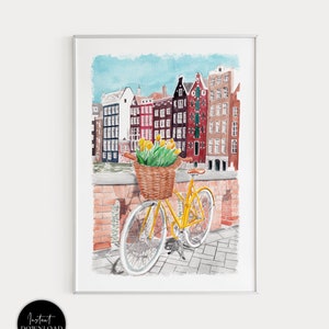 Amsterdam Art Print, Netherlands Print, Amsterdam Print, Amsterdam Wall Art, Travel Gift, Amsterdam Cityscape, Europe Print, Holland Print