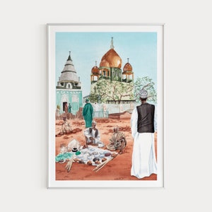 Khartoum Print, Sudan Wall Art, Traditional Art, Watercolor Painting, Sudan Art Print, African Art, Sudan Cityscape, Sudan Art, Travel Gift