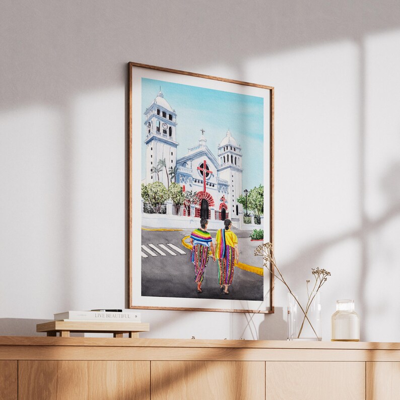 Juayua Watercolor Print, El Salvador Wall Art, Juayua Cityscape Painting, Travel Gift image 5