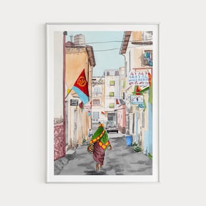 Asmara Print, Eritrea Wall Art, Watercolor Painting, Asmara Cityscape, Traditional Art, Eritrea Decor, East Africa Art, Travel Gift