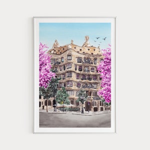 La Pedrera Print, Barcelona Wall Art, Spain Art, Casa Mila, Barcelona Print, Barcelona Cityscape, Spain Art Print, Europe Print, Travel Gift