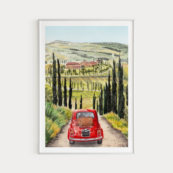 Tuscany Print, Italy Wall Art, Tuscany Landscape, Watercolor Print, Italian Art, Tuscany Art Print, Italy Decor, Europe Print, Travel Gift