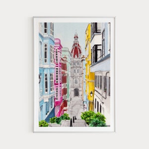 Impresión de La Coruña, arte mural de España, impresión de acuarela, arte español, pintura de La Coruña, decoración de España, impresión artística de España, impresión de Europa, regalo de viaje
