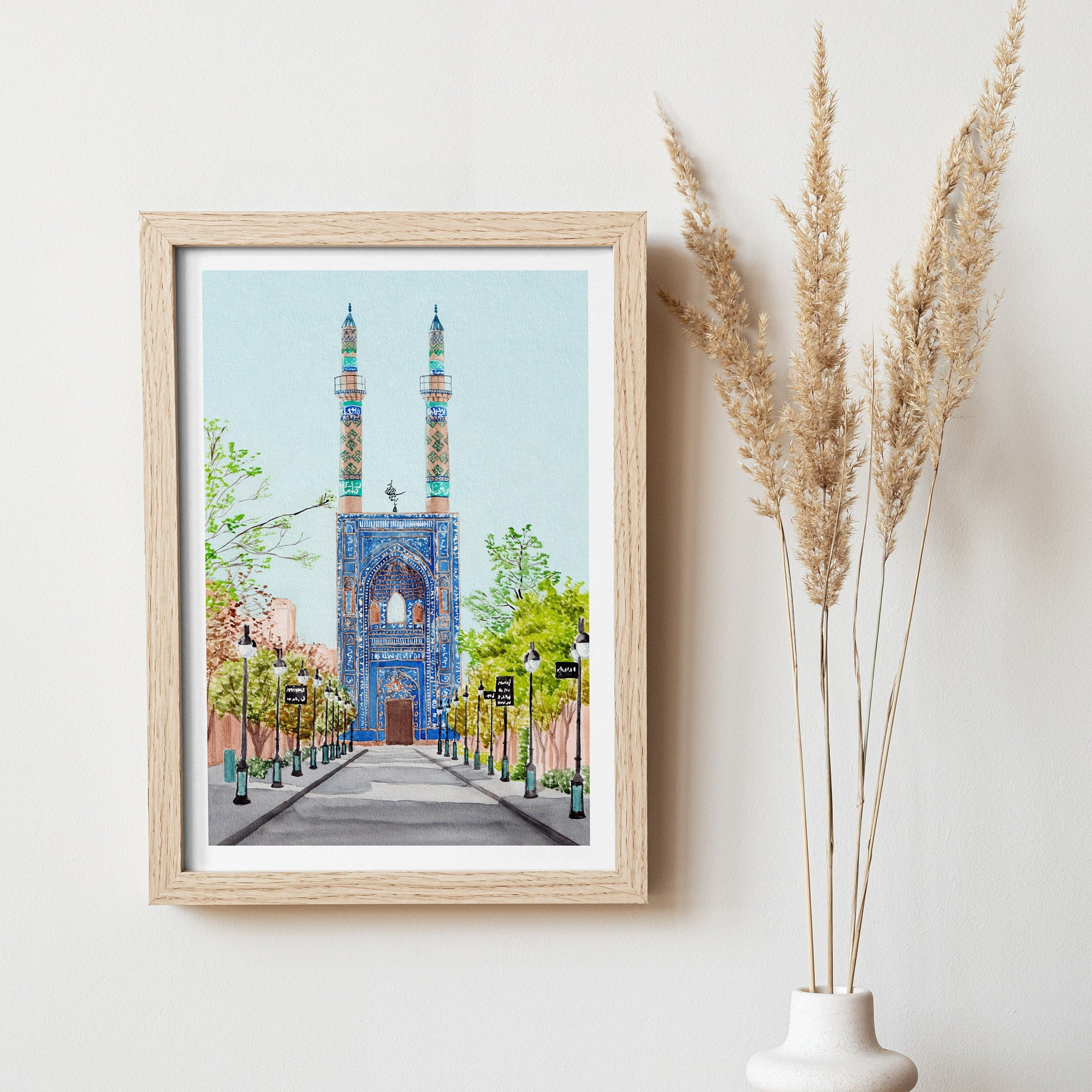 Yazd Print, Iran Wall Art, Watercolor Painting, Iran Decor, Persian Art ...