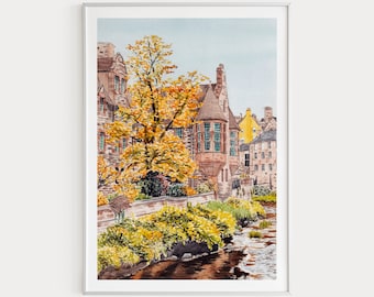 Dean Village Print, Scotland Wall Art, Edinburgh Print, Scotland Art, Edinburgh Landscape, Scottish Art, Europe Print, Travel Gift