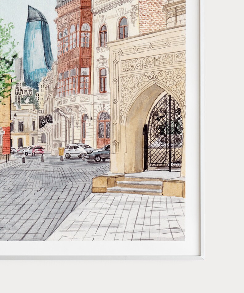 Baku Azerbaijan Baku Art Print Baku Cityscape Azerbaijan Etsy