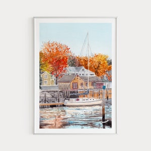 Lobster Fishing Dock, Maine Fishing Town Nautical Art Print, Kids