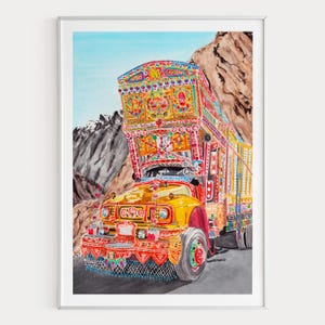 Impresión de acuarela del Karakórum, arte mural de Pakistán, pintura de paisaje del Karakórum, decoración pakistaní