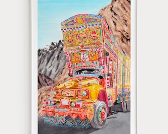 Karakoram Watercolor Print, Pakistan Wall Art, Karakoram Landscape Painting, Pakistani Decor