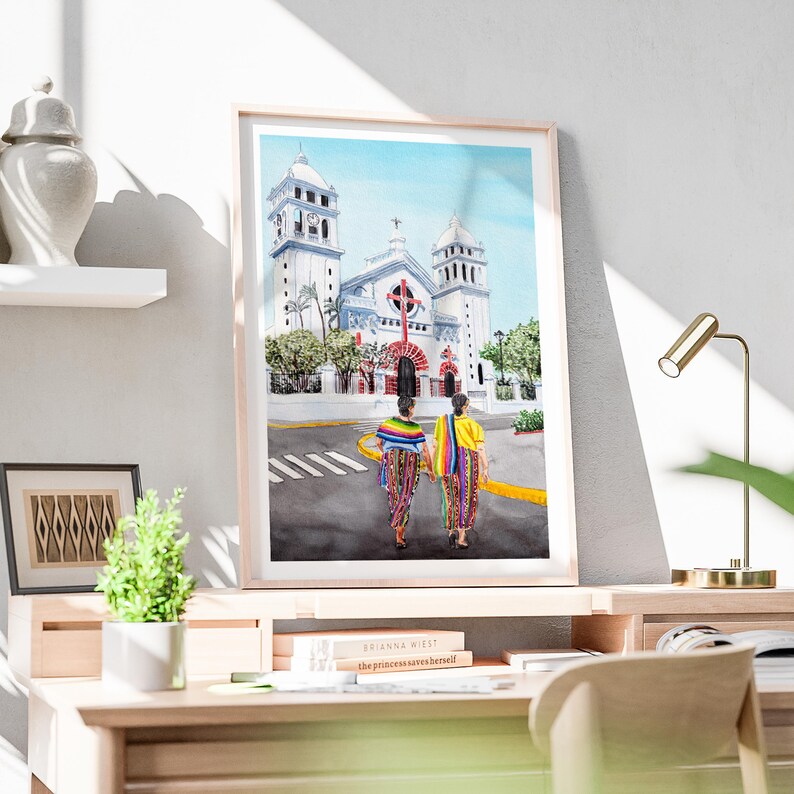 Juayua Watercolor Print, El Salvador Wall Art, Juayua Cityscape Painting, Travel Gift image 4