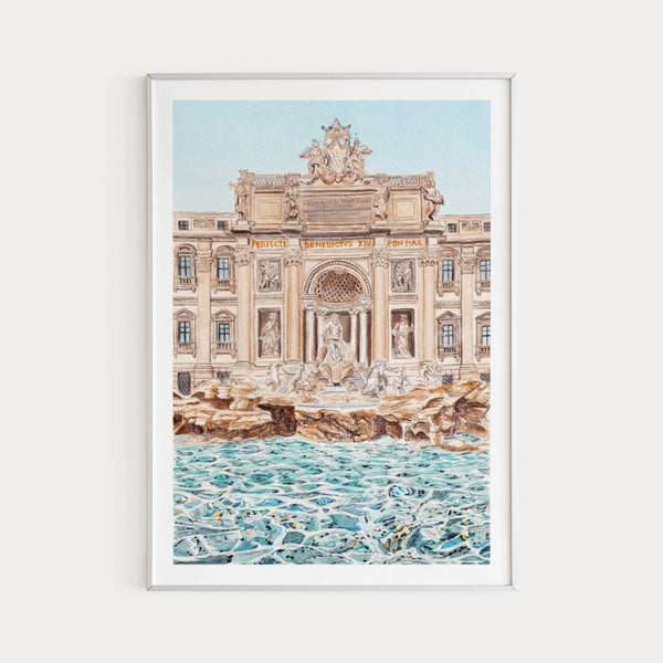 Fontana Di Trevi Print, Rome Wall Art, Rome Watercolor Print, Italy Art, Rome Painting, Rome Print, Italy Wall Decor, Rome Art, Travel Gift