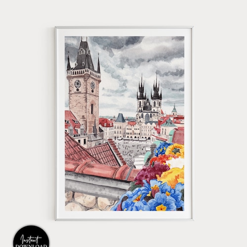 Prague Art Print Czech Republic Wall Art Prague Cityscape Etsy