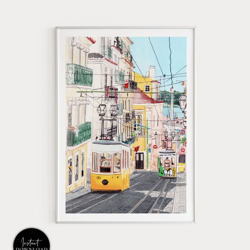 Lisbon Portugal Print Lisbon Wall Art Watercolor Travel Etsy
