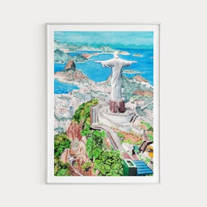Rio de Janeiro, Brazilië print, Rio de Janeiro print, Brazilië kunst aan de muur, Rio Cityscape, Brazilië Art Print, Brazilië decor, Rio de Janeiro Art Print