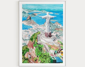 Rio De Janeiro, Brazil Print, Rio De Janeiro Print, Brazil Wall Art, Rio Cityscape, Brazil Art Print, Brazil Decor, Rio De Janeiro Art Print