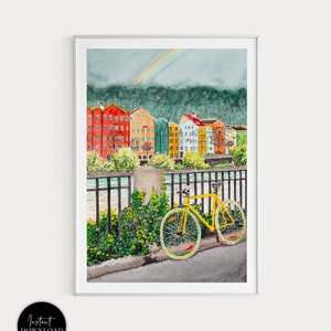 **Innsbruck-Druck, Österreich, Kunst, Dekor **Innsbruck, Stadtbild**, Österreich-Kunstdruck, Österreich