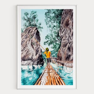 Jamaica Watercolor Print, Caribbean Wall Art, Jamaica Tropical Landscape, Jamaican Decor