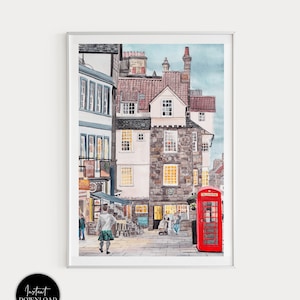 Edinburgh Scotland, John Knox House, Edinburgh Cityscape, Scotland Art, Edinburgh Art Print, Scotland Wall Art, Edinburgh Print, Travel Gift