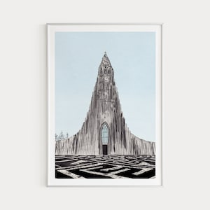 Reykjavik Print, Iceland Wall Art, Watercolor Painting, Church Of Iceland, Iceland Decor, Reykjavik Cityscape, Europe Print, Travel Gift