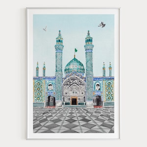 Kashan Watercolor Print, Iran Wall Art, Kashan Cityscape Painting, Iranian Decor