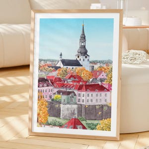 Tallinn Aquarell Druck, Estnische Wandkunst, Tallinn Stadtbild, Ostsee Dekor, Reisegeschenk Bild 2