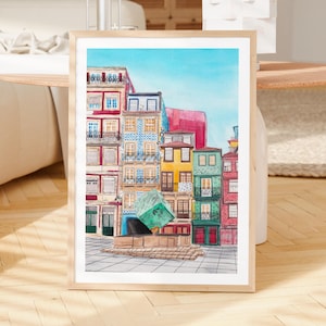Porto Watercolor Print, Portugal Wall Art, Porto Cityscape Painting, Portuguese Decor image 2