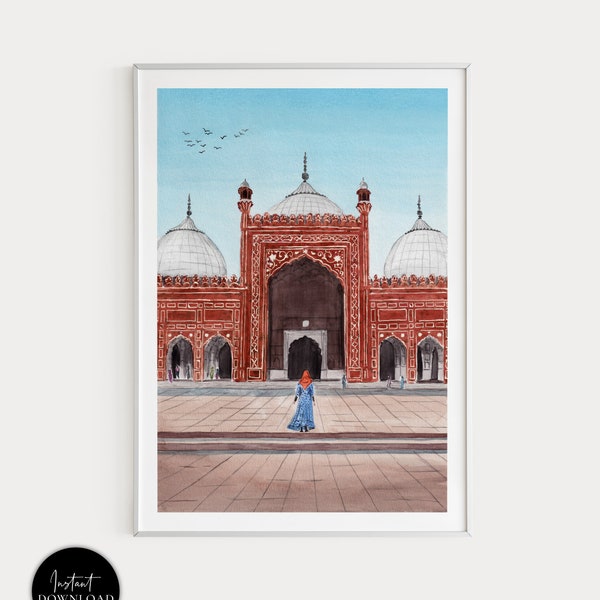 Badshahi Mosque Print, Pakistan Wall Art, Lahore Print, Pakistan Art Print, Pakistan Print, Travel Gift, Asia print, Lahore Cityscape