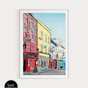 Galway Print, Irland Wandkunst, Galway Kunstdruck, Irland Wandkunst, Galway Stadtbild, Aquarelldruck, Galway Kunst, Europa Druck, Reisegeschenk