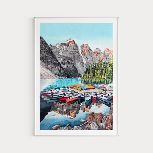 Impression aquarelle du parc national Banff, Art mural du Canada, Impression Banff, Impression Canada, Paysage Banff, Peinture Banff, Art canadien, Cadeau de voyage