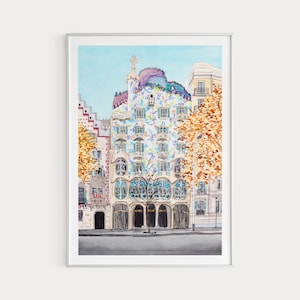 Casa Batlló Print, Barcelona Wall Art, Spain Art, Barcelona Print, Barcelona Cityscape, Spain Art Print, Europe Print, Travel Gift