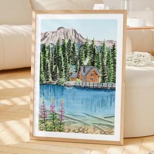 Yoho National Park Watercolor Print, Canada Wall Art, Digital Download image 2