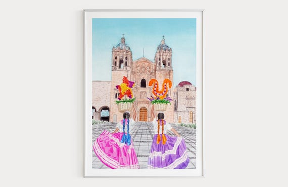 アート・デザイン・音楽 Oaxaca Oaxaca Watercolor Print, Mexico Wall Art, Oaxaca Cityscape