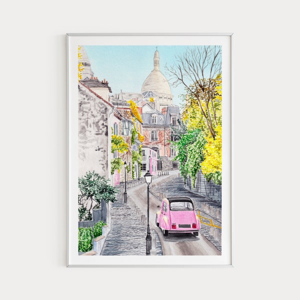 Montmartre Print, Paris Wall Art, La Maison Rose, Rue De l'Abreuvoir, Aquarelle Print, Paris Art Print, Europe Print, Travel Gift