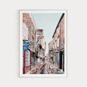The Shambles Print, England Wall Art, York Cityscape, Shambles Art Print, York Shambles, York Painting, York Art Print, Arte del Reino Unido, Regalo de viaje