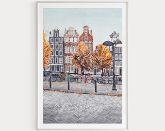 Amsterdam Art Print, Netherlands Print, Fall Wall Decor, Amsterdam Wall Art, Amsterdam Art, Amsterdam Print, Europe Print, Travel Gift