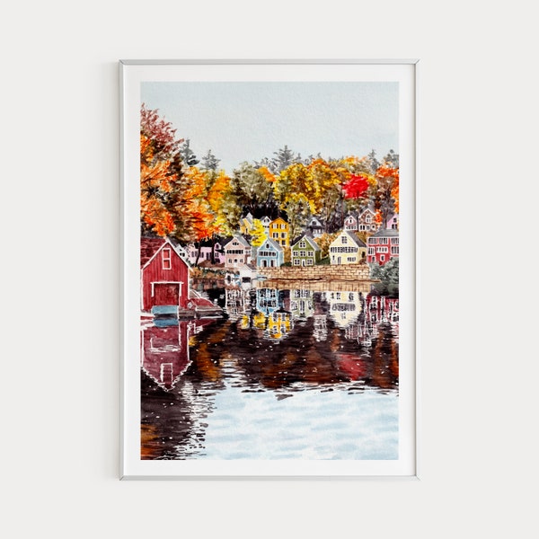 Alton Bay Print, New Hampshire Wall Art, Watercolor Painting, Lake Winnipesaukee Art, Alton Bay Landscape, USA Print, Travel Gift