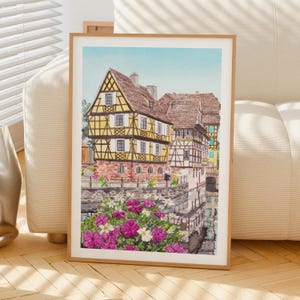 Strasbourg Print, France Wall Art, Watercolor Print, Strasbourg Cityscape Painting, French Decor image 5