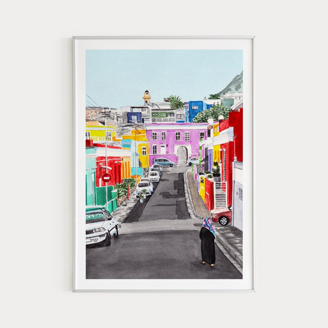 Bo Kaap Print, South Africa Wall Art, Cape Town Cityscape, African Art