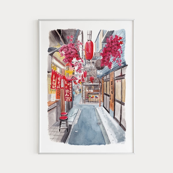 Shinjuku Alley, Japan Tokyo, Japan Art Print, Tokyo Wall Art, Tokyo Cityscape, Tokyo Print, Japan Print, Tokyo Painting, Japanese Art Print