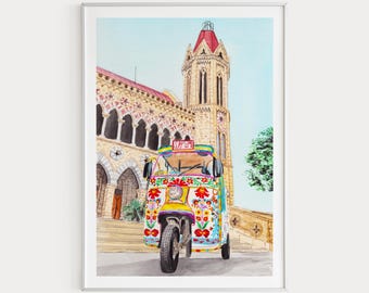 Karachi Print, Pakistan Wall Art, Pakistan Print, Pakistan Art Print, Karachi, Travel Gift, Karachi Painting, Asia print, Karachi Cityscape