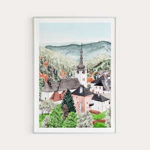 Slovakia Print, Spania Dolina Art, Watercolor Print, Slovakia Wall Art, Slovakia Landscape, Slovakia Painting, Printable Art, Travel Gift
